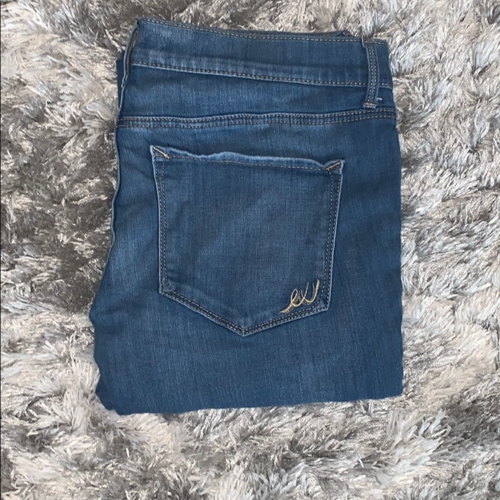 Express Mid-Rise Slim Flare Medium Wash Denim Jean